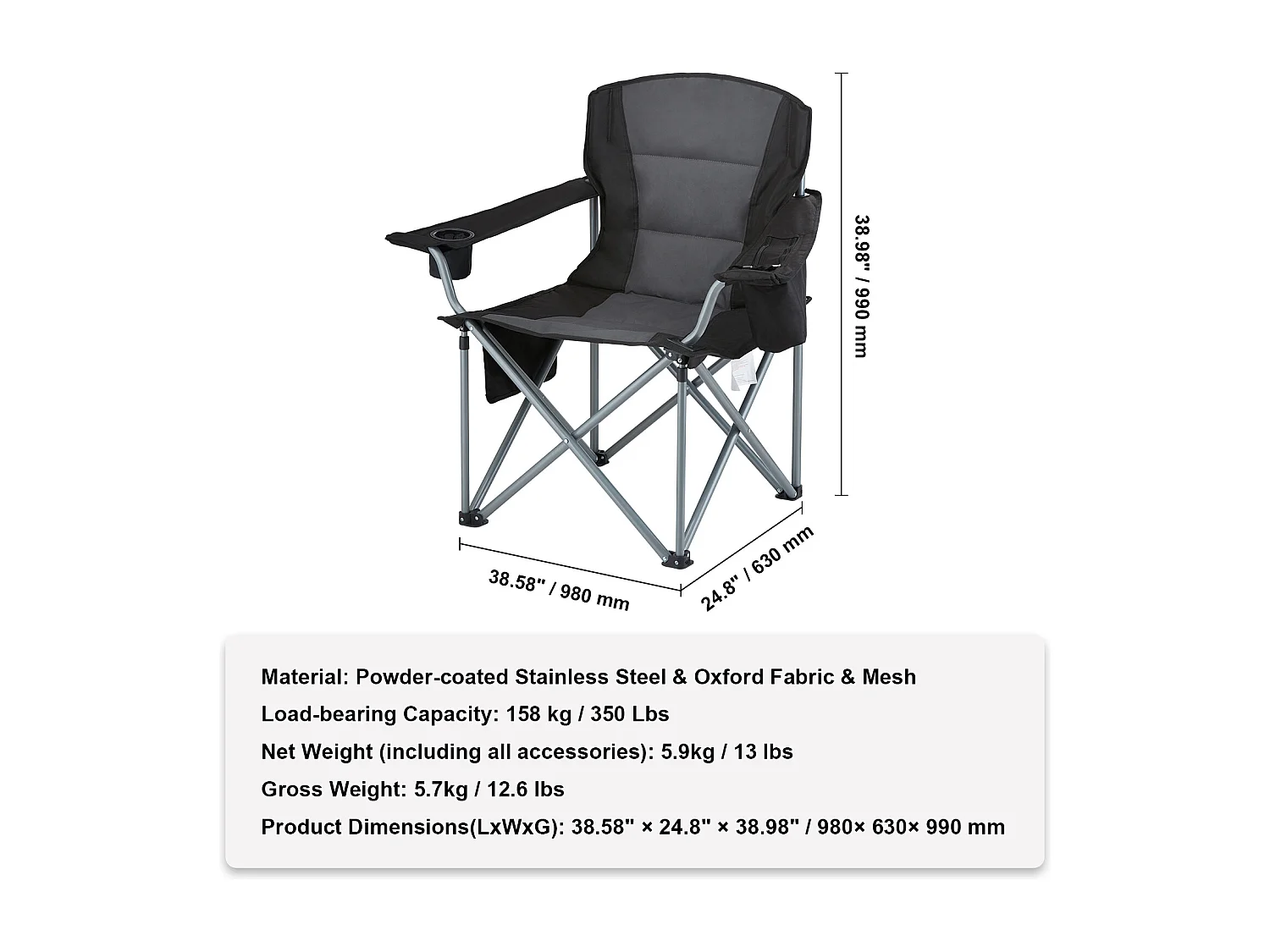 Chaise de Camping SucceBuy, Portable Chaise d'Extérieur Pliante Robuste avec Porte-Gobelet