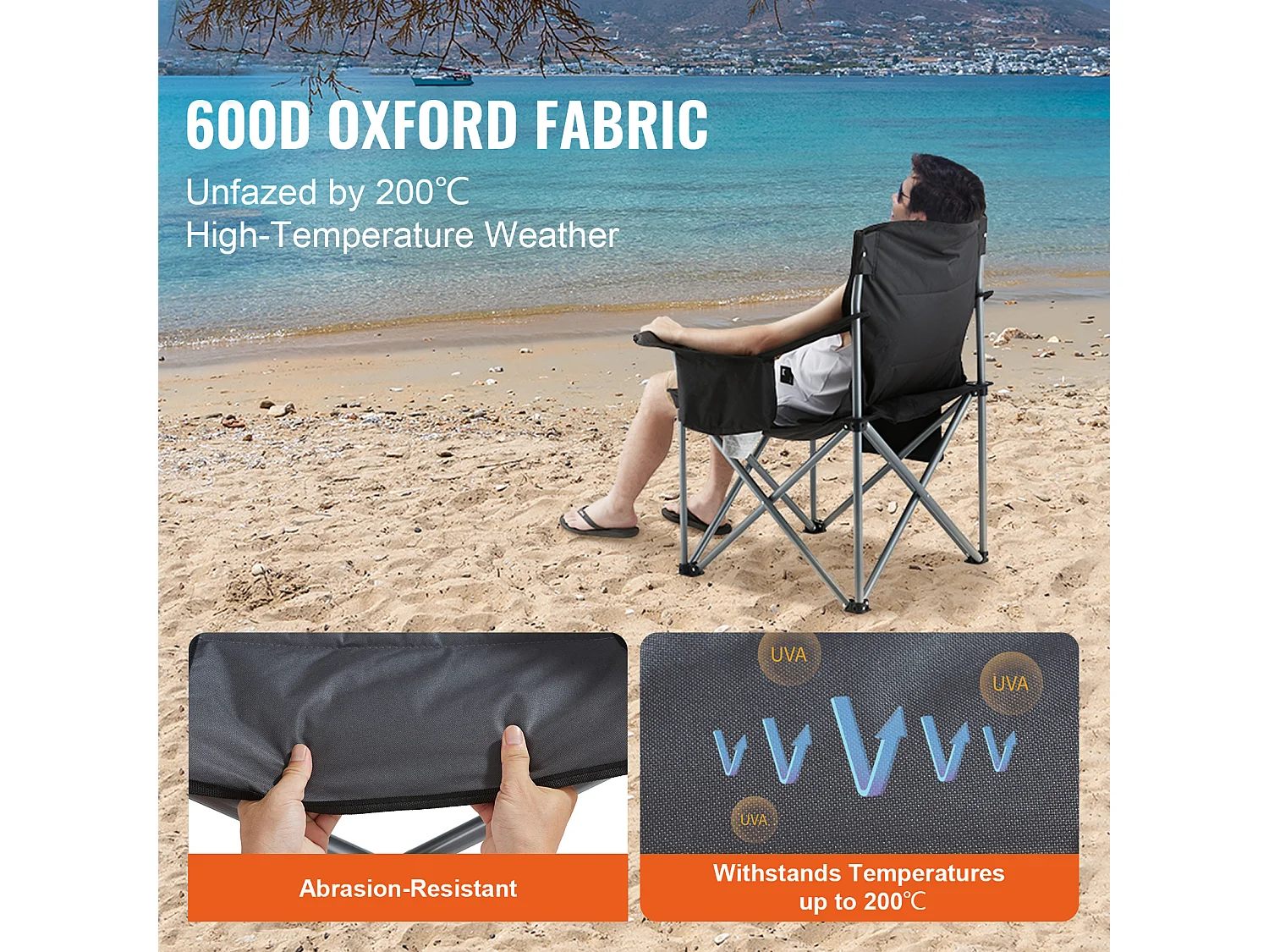 Chaise de Camping SucceBuy, Portable Chaise d'Extérieur Pliante Robuste avec Porte-Gobelet
