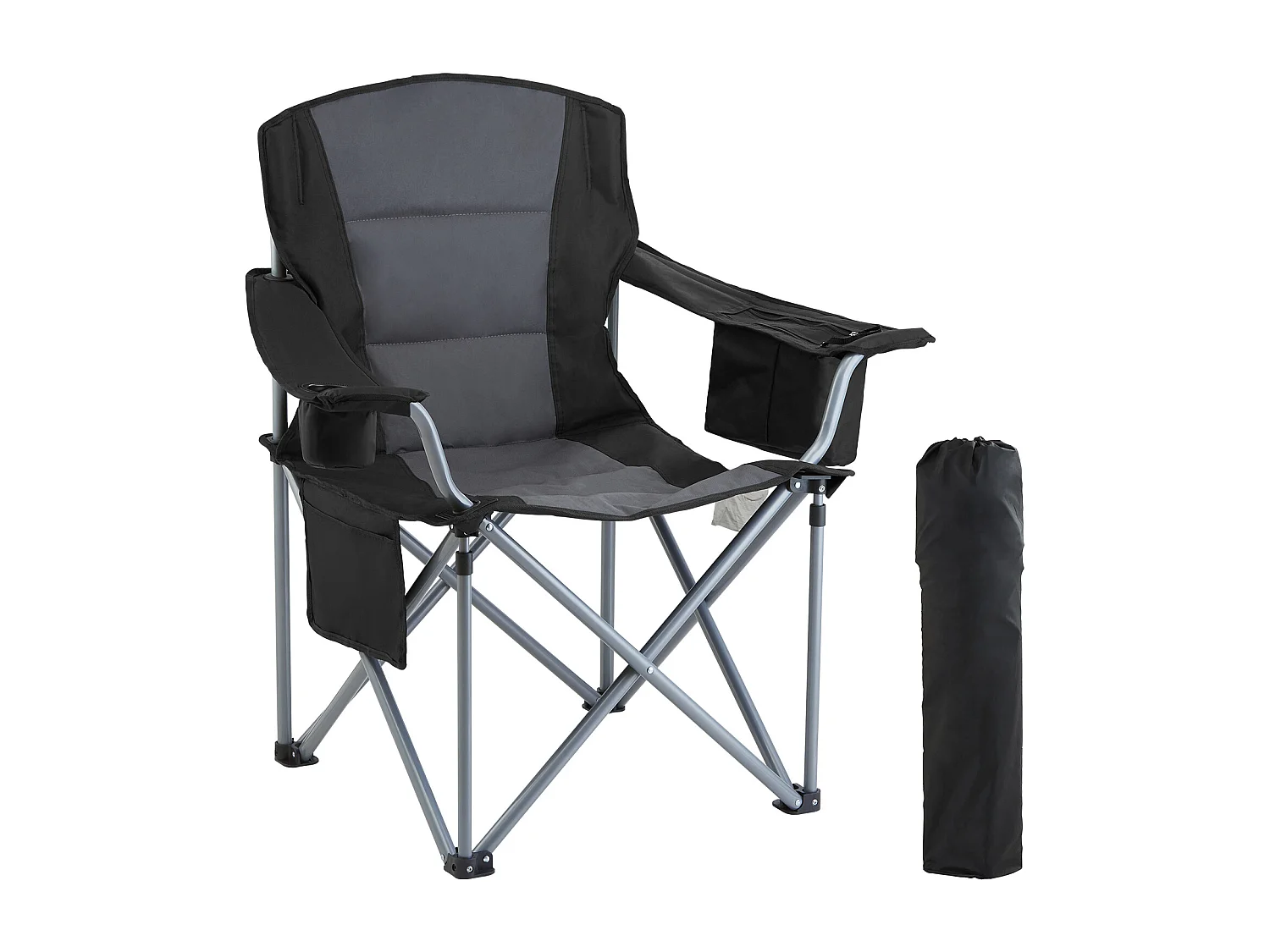 Chaise de Camping SucceBuy, Portable Chaise d'Extérieur Pliante Robuste avec Porte-Gobelet