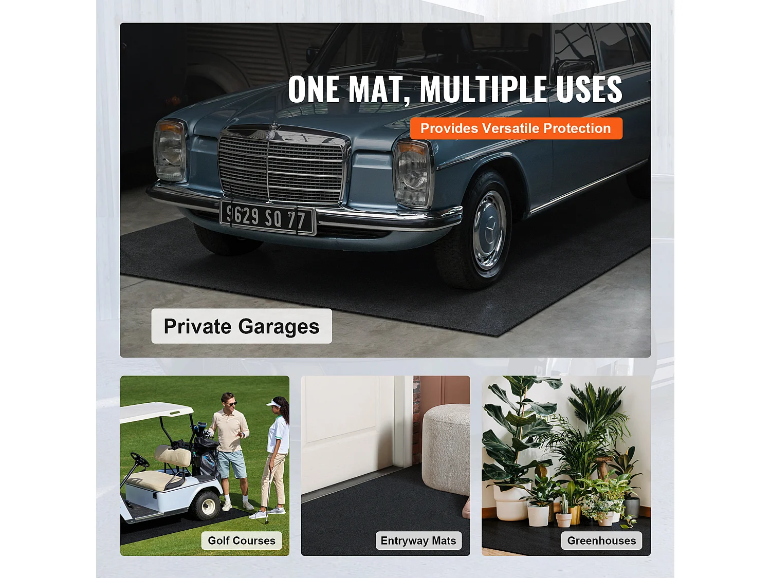 Tapis de Sol de Garage SucceBuy, 2.28 x 6.1 m, Antidérapant, Résistant, Imperméable