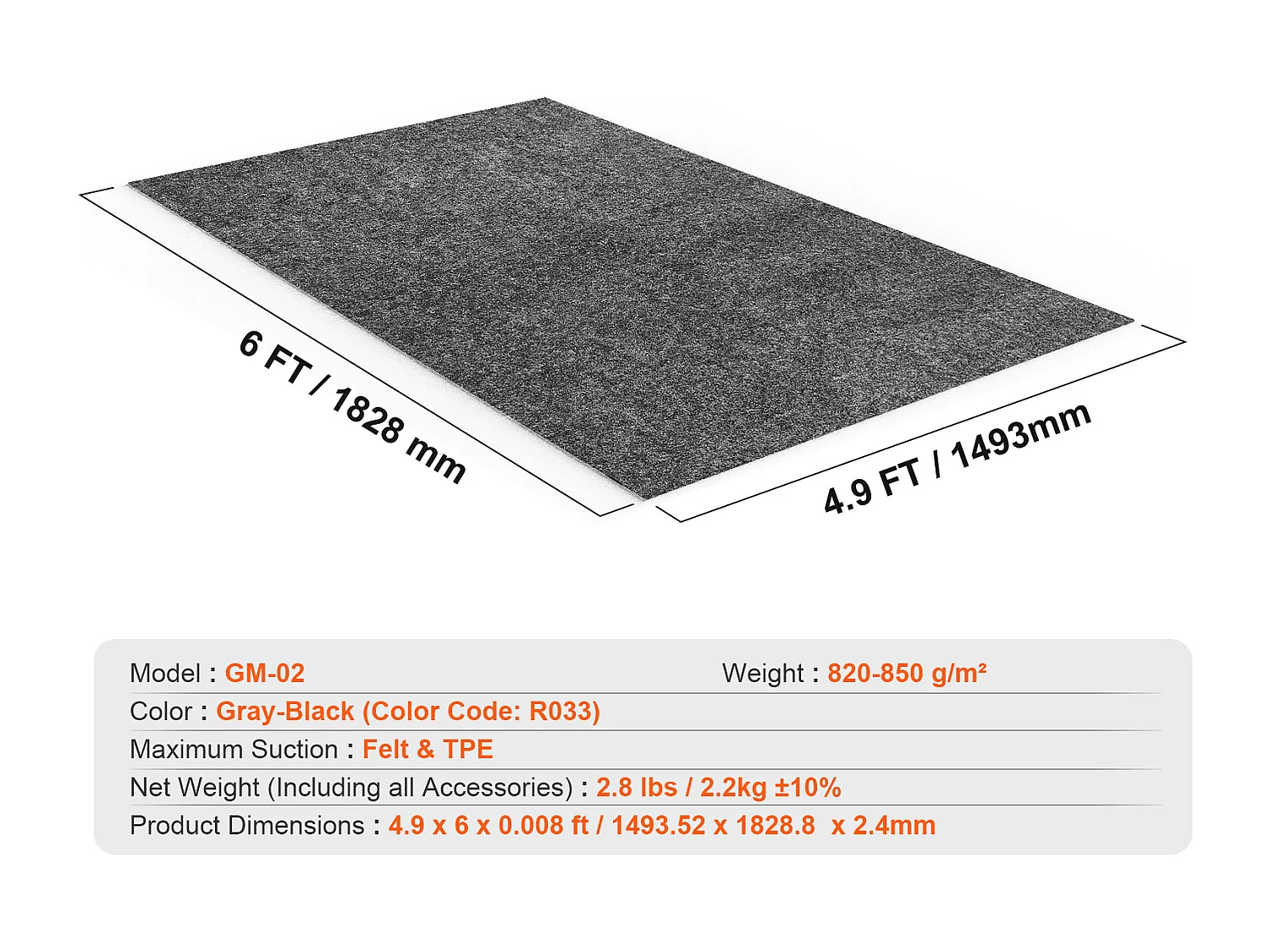 Tapis de Sol de Garage SucceBuy 1.49 x 1.8 m Antidérapant, Résistant et Imperméable