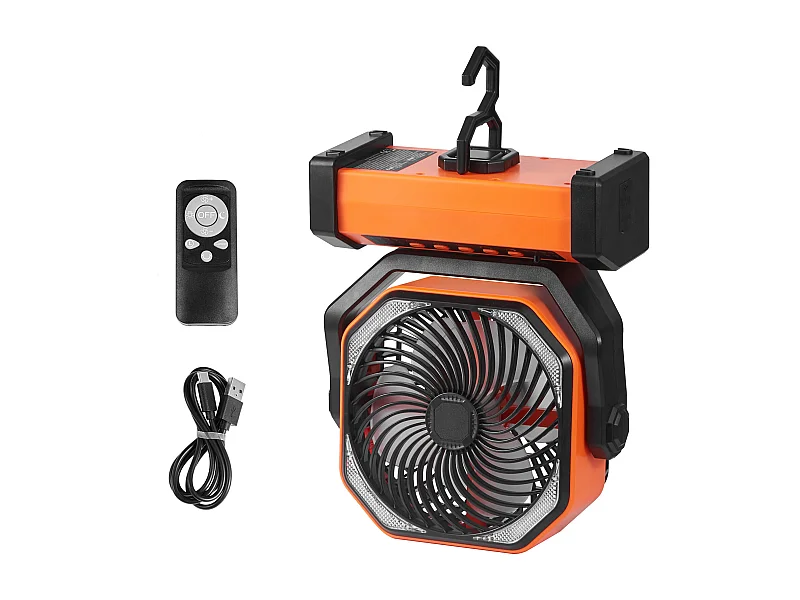 Ventilatore Portatile Ricaricabile SucceBuy 22,86 CM con Lanterna LED, 4 Velocità, Girevole, Minuteria