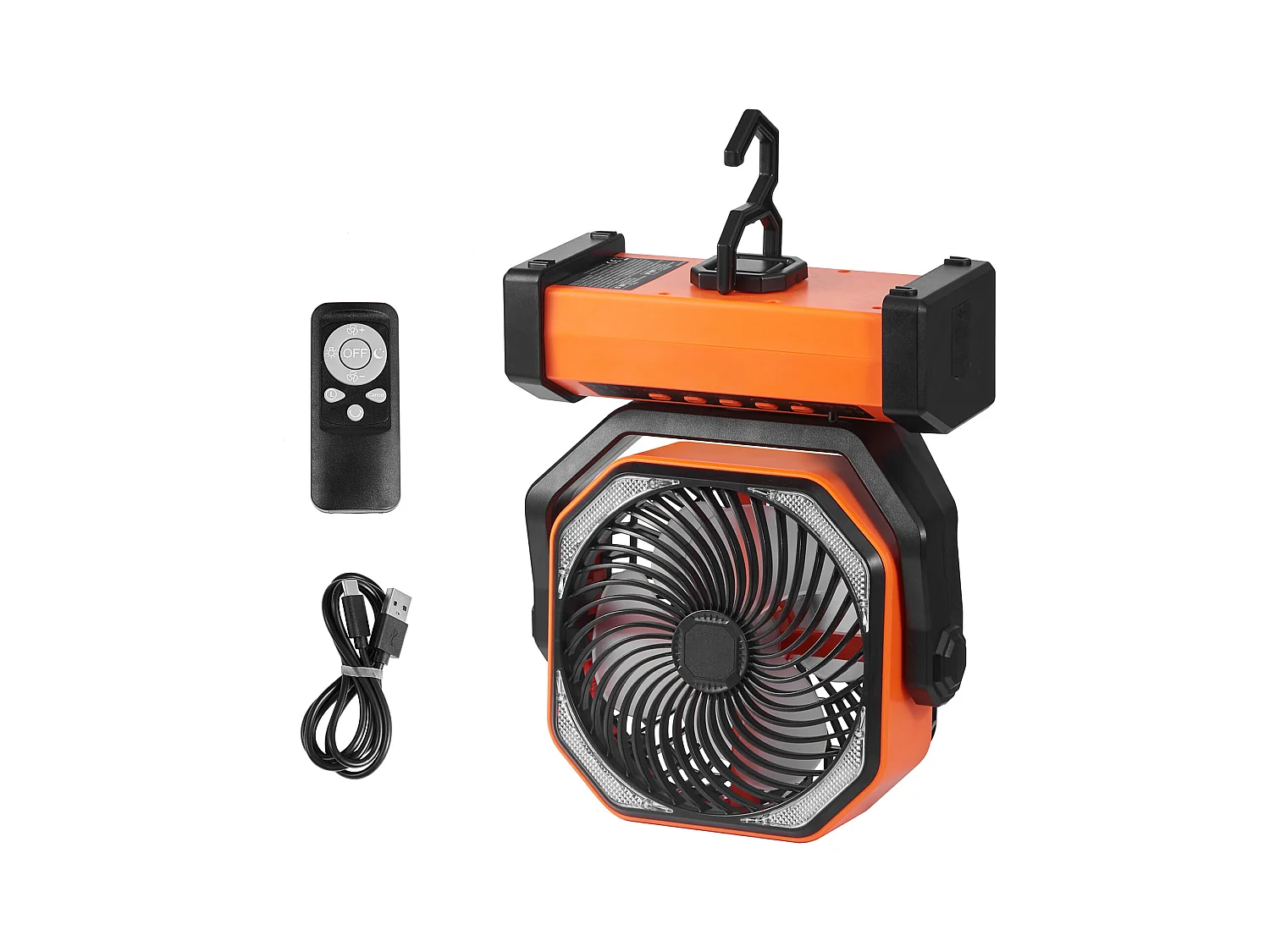 Ventilatore Portatile Ricaricabile SucceBuy 22,86 CM con Lanterna LED, 4 Velocità, Girevole, Minuteria