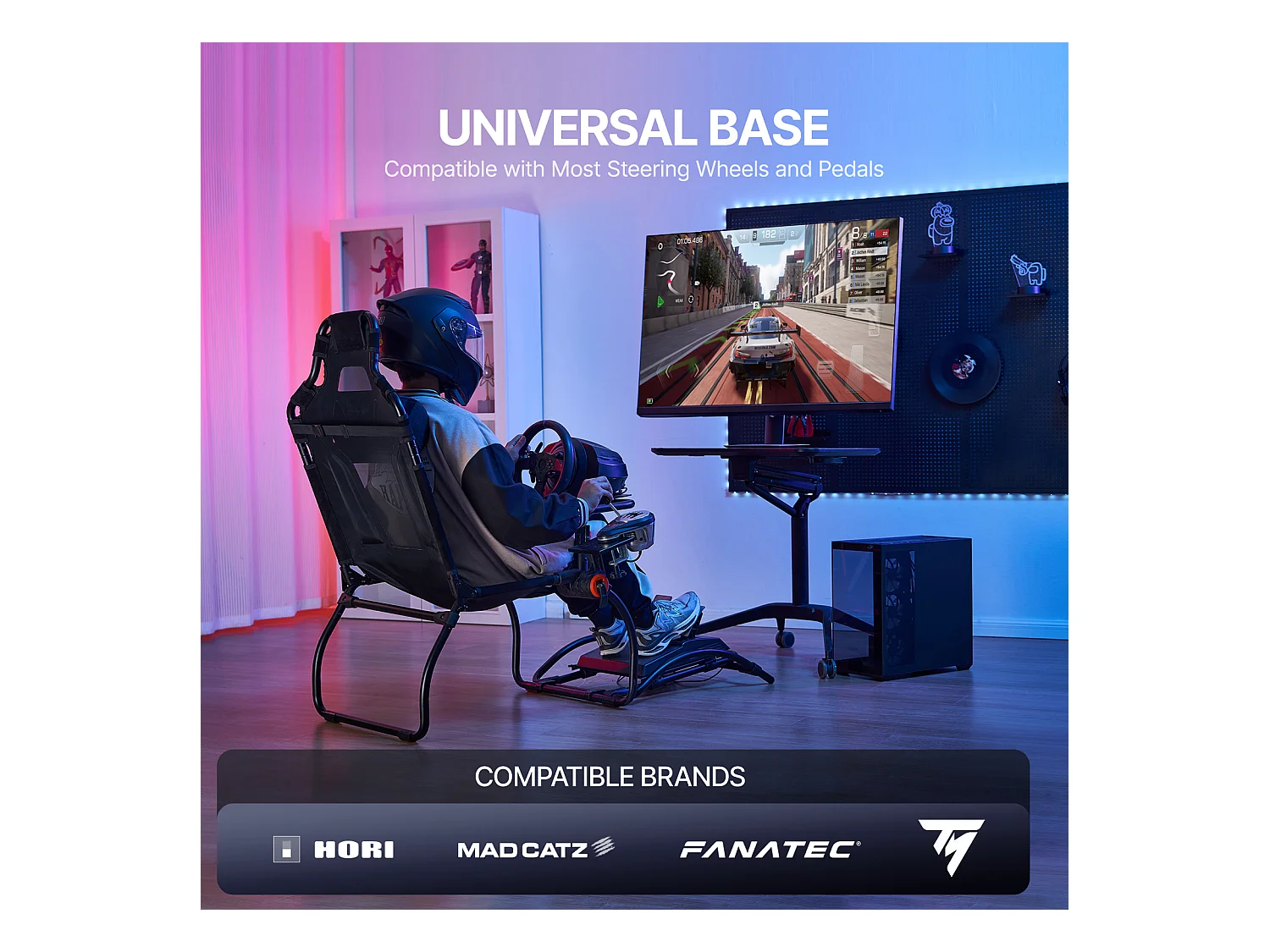 Support de Volant de Course Pliable SucceBuy, Cockpit de Qualité en Acier au Carbone, Hauteur du Volant Réglable