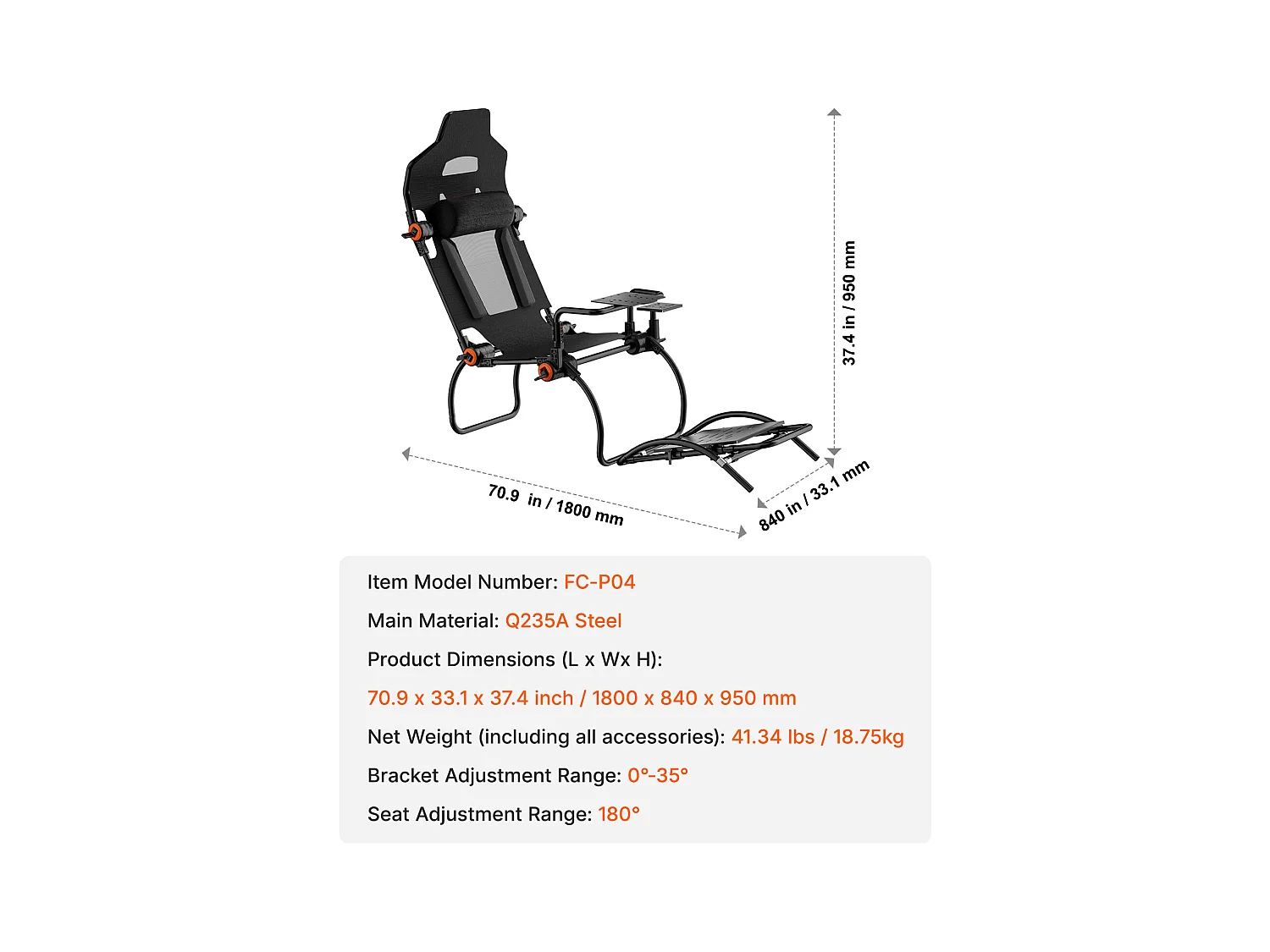 Support de Volant de Course Pliable SucceBuy pour Logitech G923/G920/G29, Mode GT/Formule