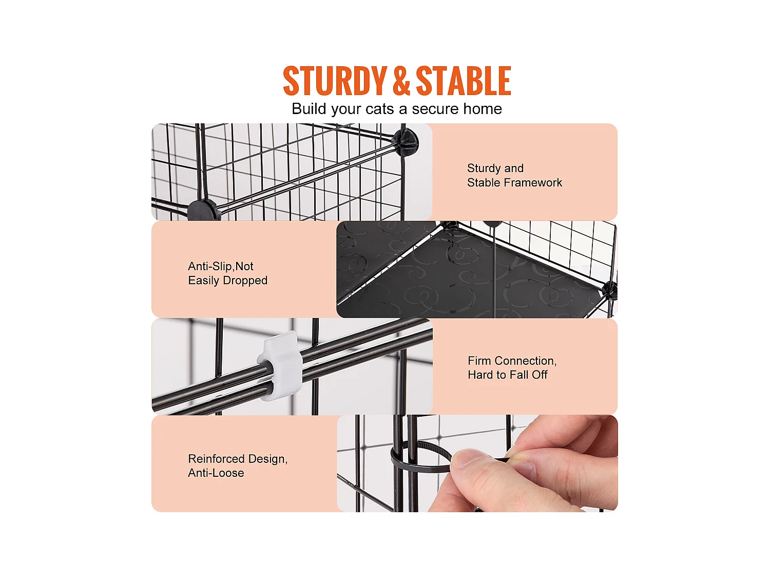 Cage pour Chat SucceBuy à 3 Niveaux de Grande Taille, 28 x 28 x 104 cm, fil Métallique avec hamac