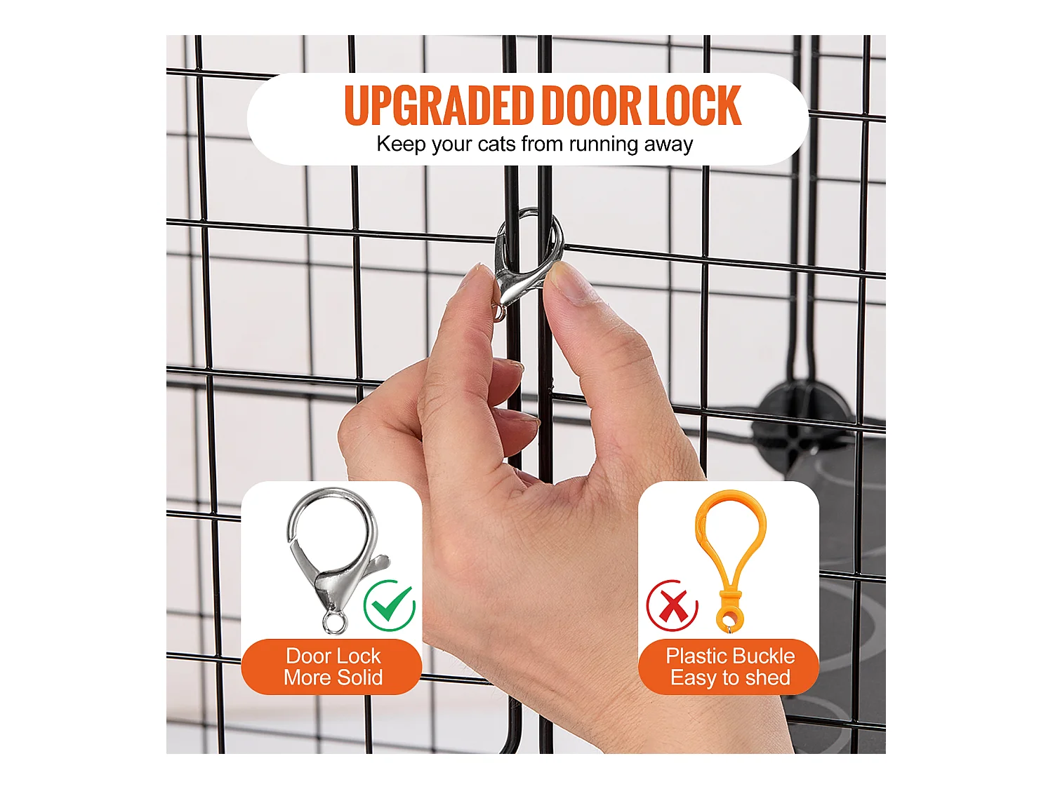 Cage pour Chat SucceBuy à 3 Niveaux de Grande Taille, 28 x 28 x 104 cm, fil Métallique avec hamac