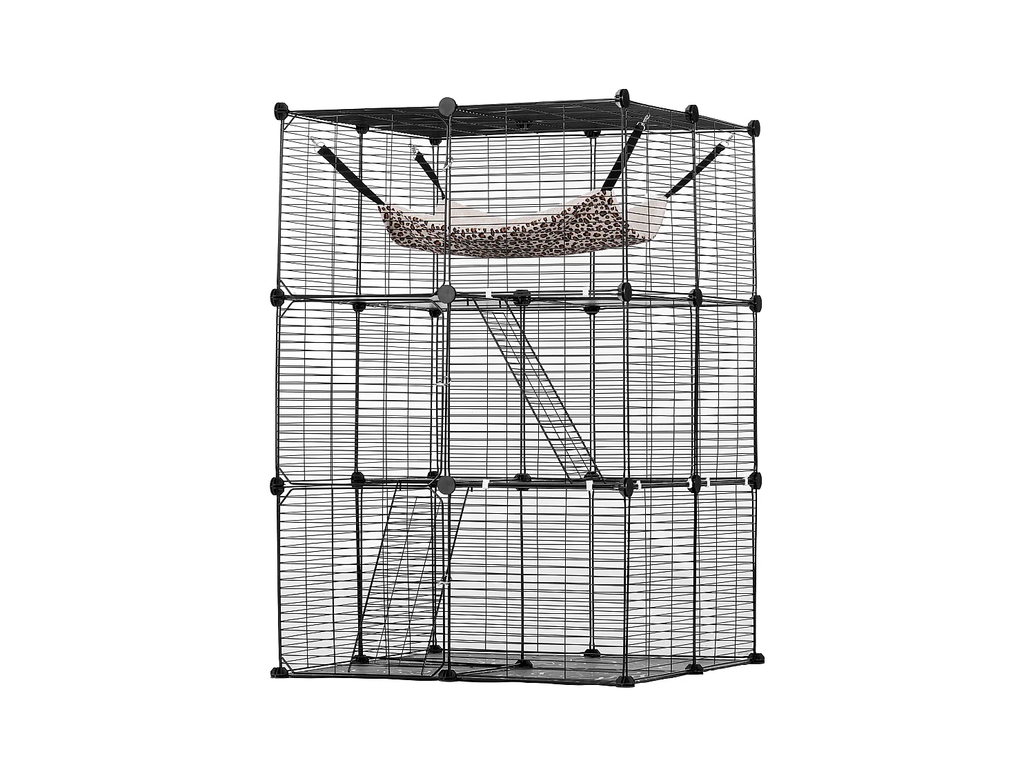 Cage pour Chat SucceBuy à 3 Niveaux de Grande Taille, 28 x 28 x 104 cm, fil Métallique avec hamac