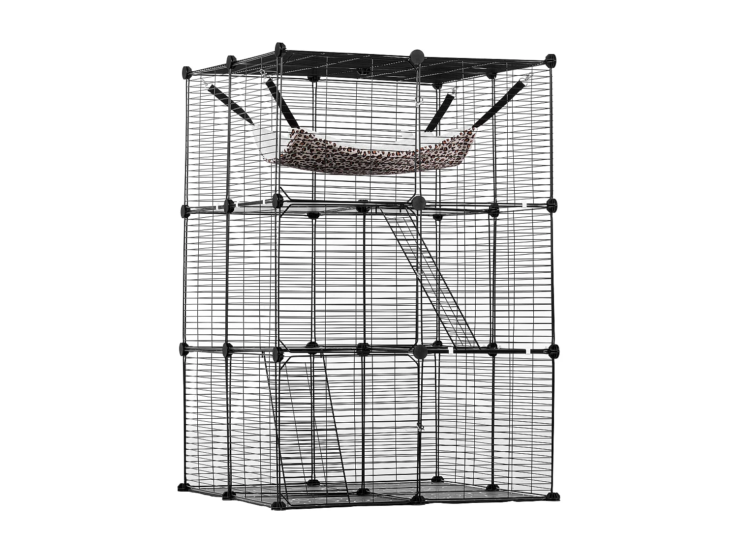 Cage pour Chat SucceBuy à 3 Niveaux de Grande Taille, 28 x 28 x 104 cm, fil Métallique avec hamac