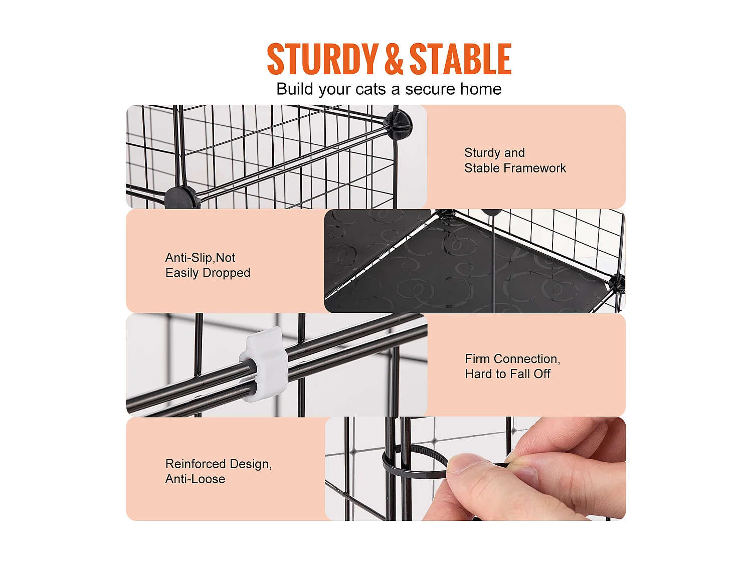 Cage pour Chat SucceBuy à 3 Niveaux de Grande Taille, 28 x 28 x 104 cm, fil Métallique avec hamac