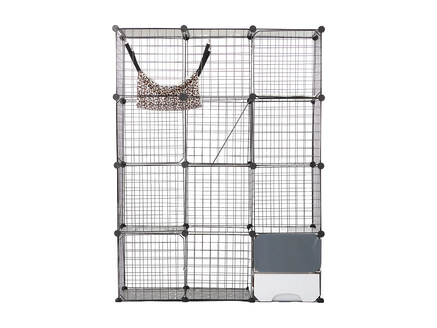 Cage pour Chat SucceBuy à 4 Niveaux de Grande Taille, 41 x 14 x 140 cm, fil Métallique avec Hamac