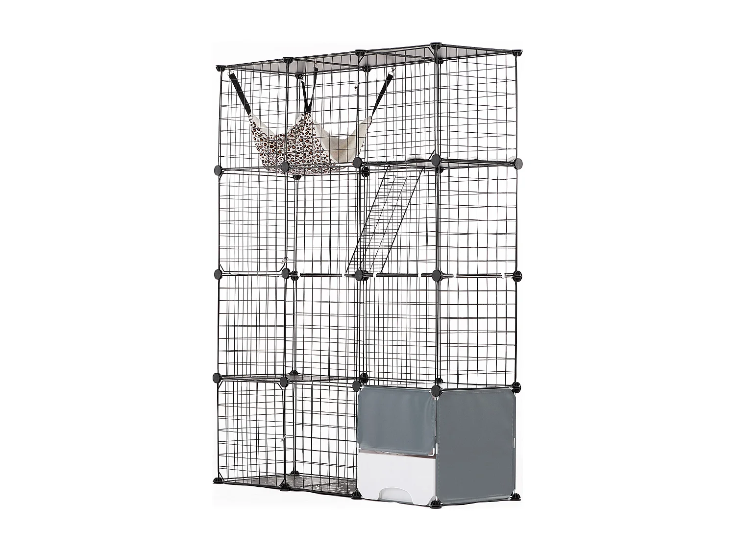 Cage pour Chat SucceBuy à 4 Niveaux de Grande Taille, 41 x 14 x 140 cm, fil Métallique avec Hamac