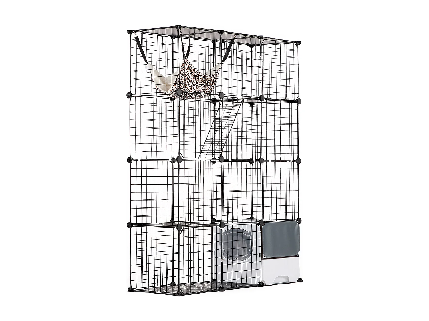 Cage pour Chat SucceBuy à 4 Niveaux de Grande Taille, 41 x 14 x 140 cm, fil Métallique avec Hamac