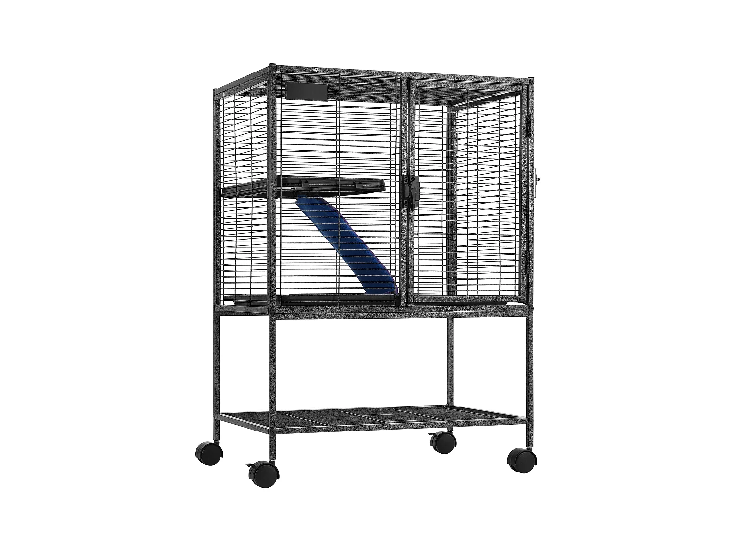 Cage Roulante pour Petits Animaux SucceBuy, 2 Niveaux Métal 86cm Plateau et Rampe