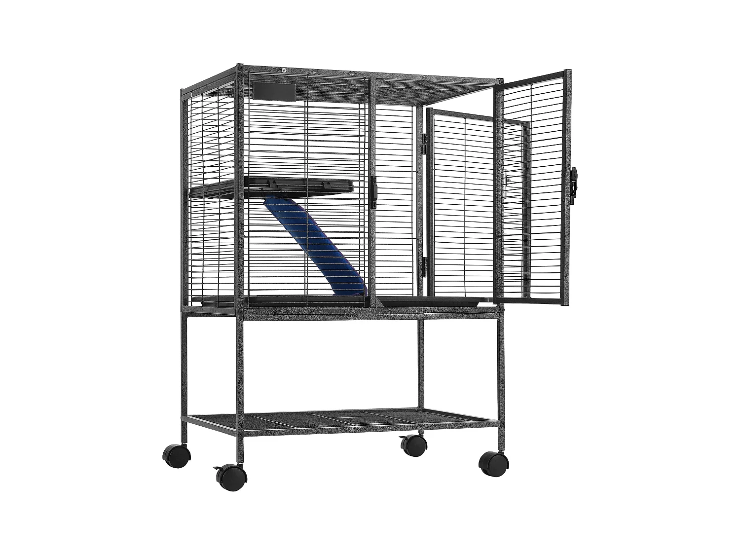 Cage Roulante pour Petits Animaux SucceBuy, 2 Niveaux Métal 86cm Plateau et Rampe