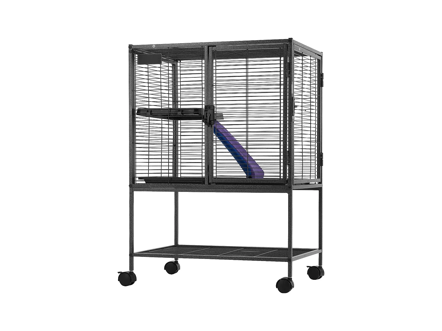 Cage Roulante pour Petits Animaux SucceBuy, 2 Niveaux Métal 86cm Plateau et Rampe