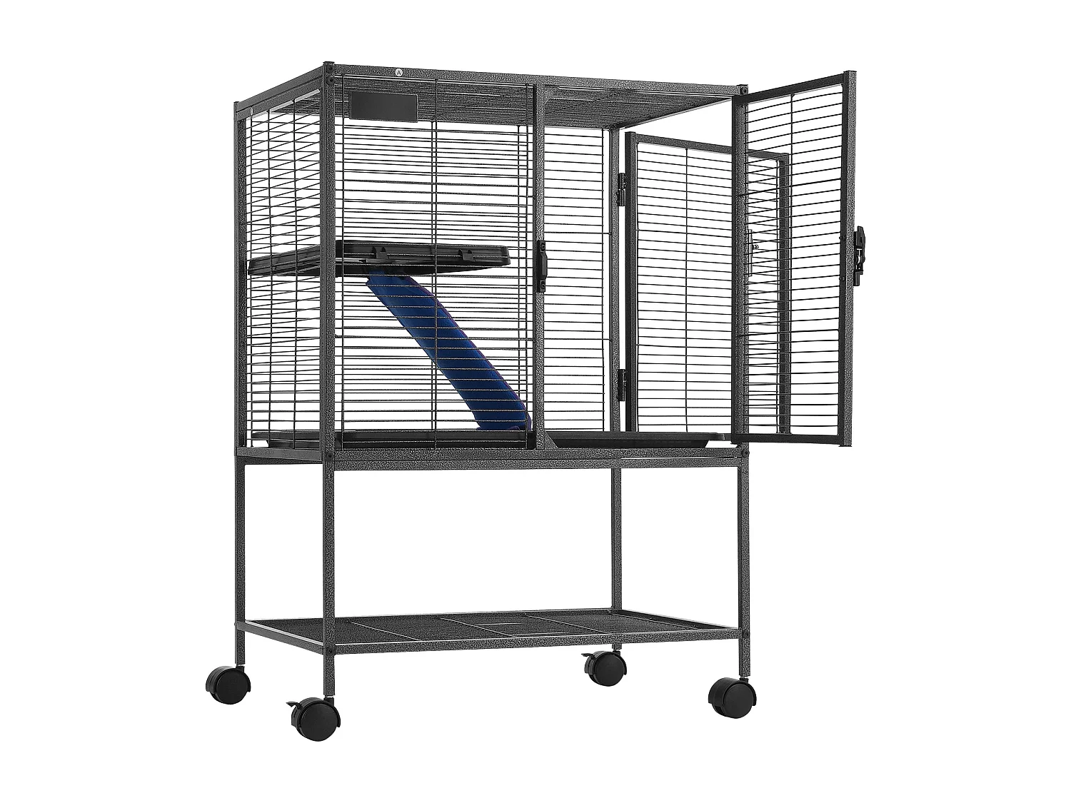 Cage Roulante pour Petits Animaux SucceBuy, 2 Niveaux Métal 86cm Plateau et Rampe