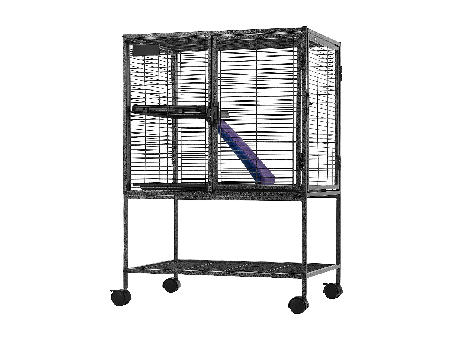 Cage Roulante pour Petits Animaux SucceBuy, 2 Niveaux Métal 86cm Plateau et Rampe