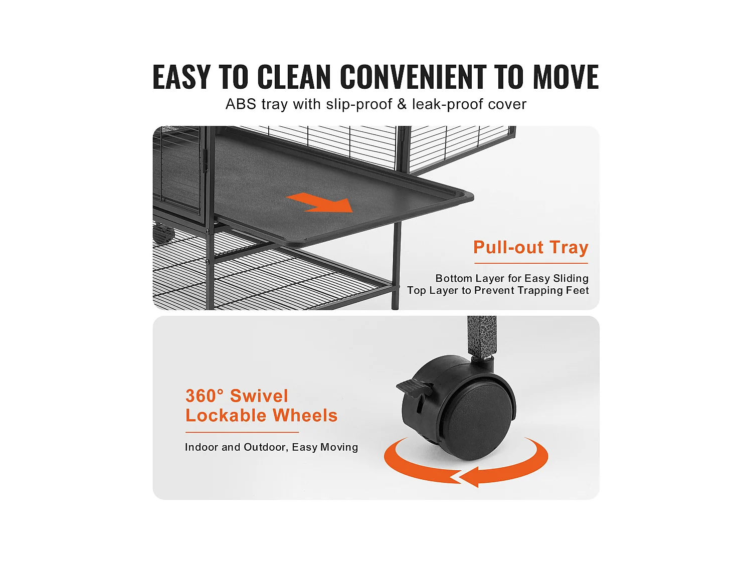 Cage Roulante pour Petits Animaux SucceBuy, 4 Niveaux Métal 164cm Plateau et Rampe