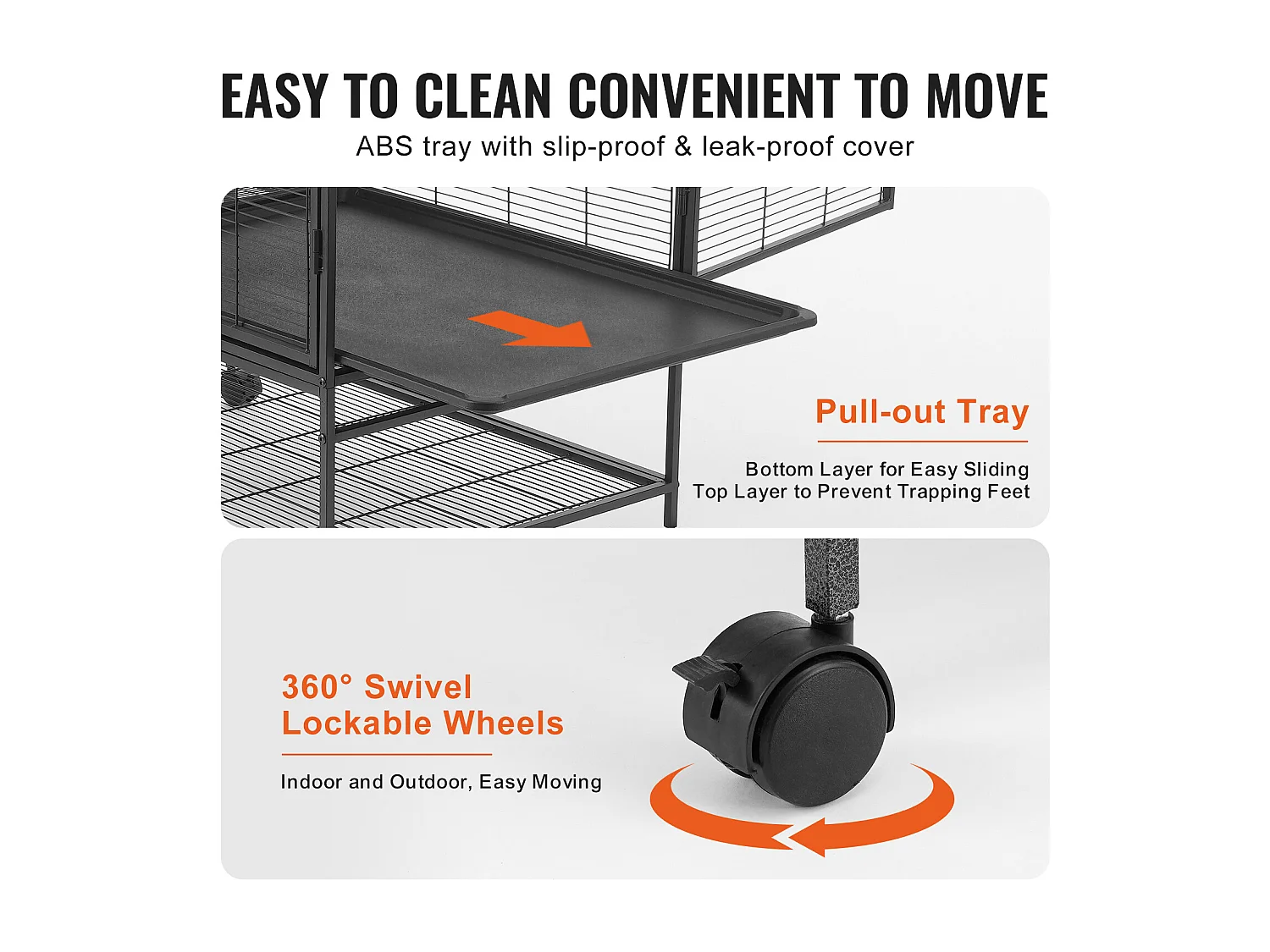 Cage Roulante pour Petits Animaux SucceBuy, 4 Niveaux Métal 164cm Plateau et Rampe