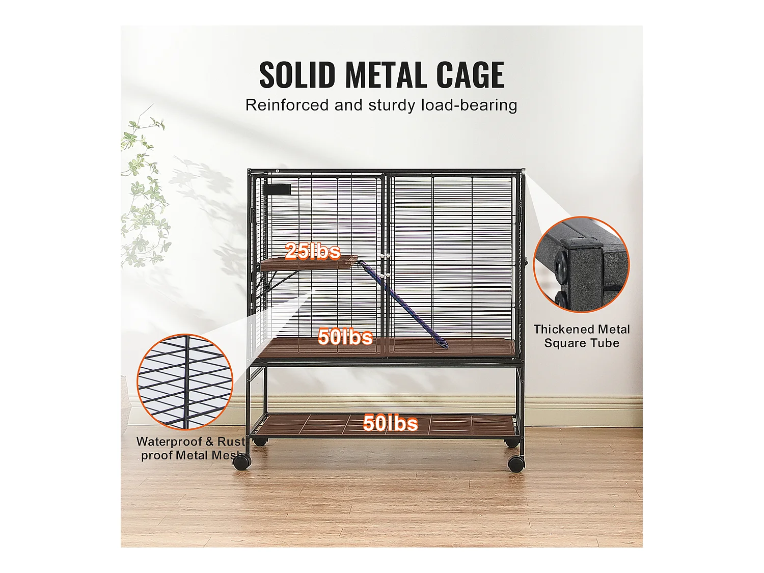 Cage Roulante pour Petits Animaux SucceBuy, 2 Niveaux Métal 99cm Plateau et Rampe
