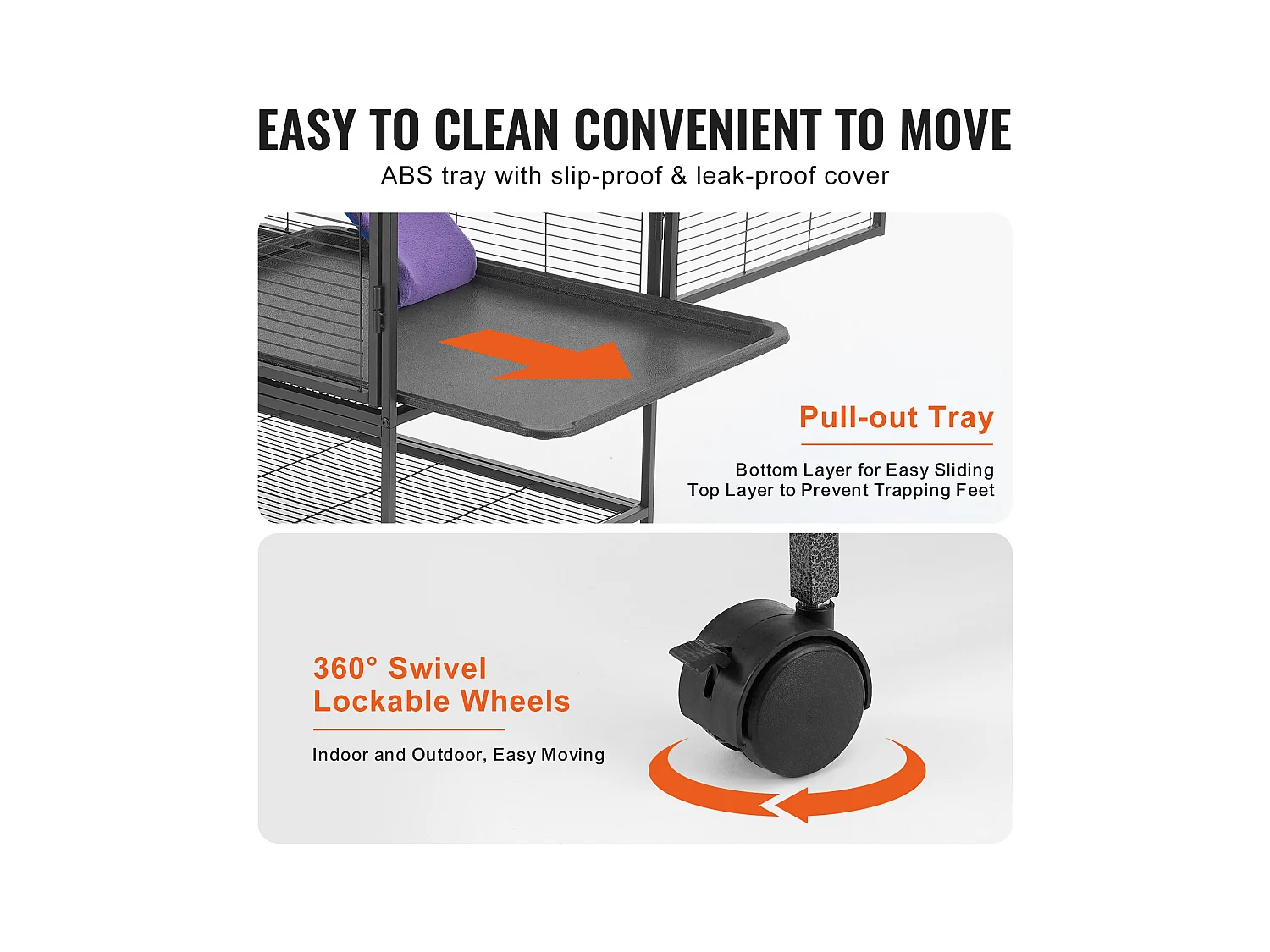 Cage Roulante pour Petits Animaux SucceBuy, 2 Niveaux Métal 99cm Plateau et Rampe