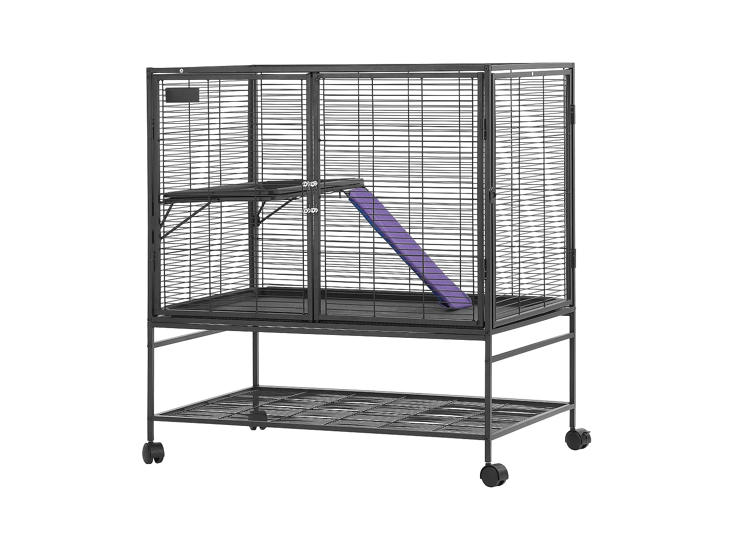 Cage Roulante pour Petits Animaux SucceBuy, 2 Niveaux Métal 99cm Plateau et Rampe