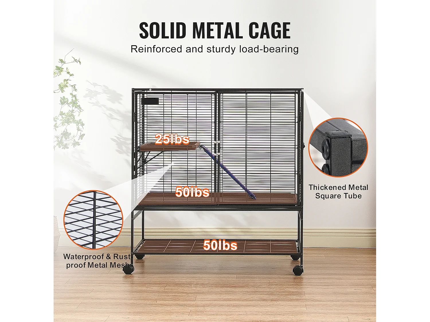 Cage Roulante pour Petits Animaux SucceBuy, 2 Niveaux Métal 99cm Plateau et Rampe