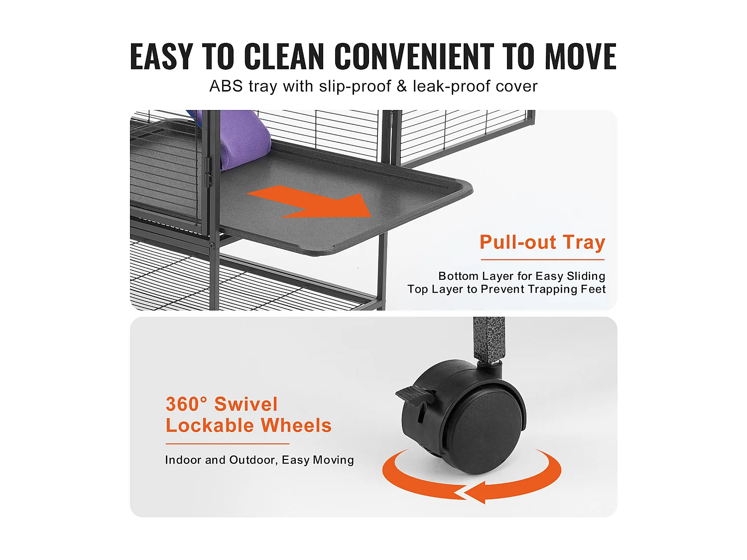 Cage Roulante pour Petits Animaux SucceBuy, 2 Niveaux Métal 99cm Plateau et Rampe