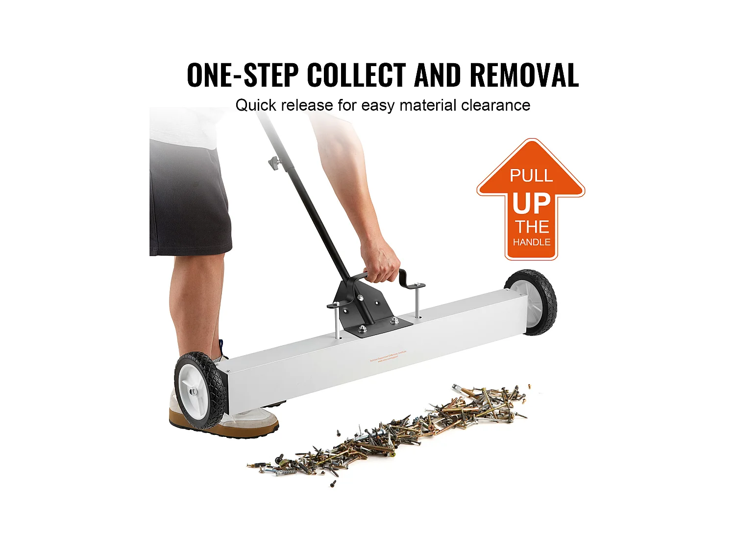 Balayeuse Magnétique, SucceBuy Balayeuse Magnétique de 91 cm avec Roues, 25 kg, pour Pelouse et Jardin