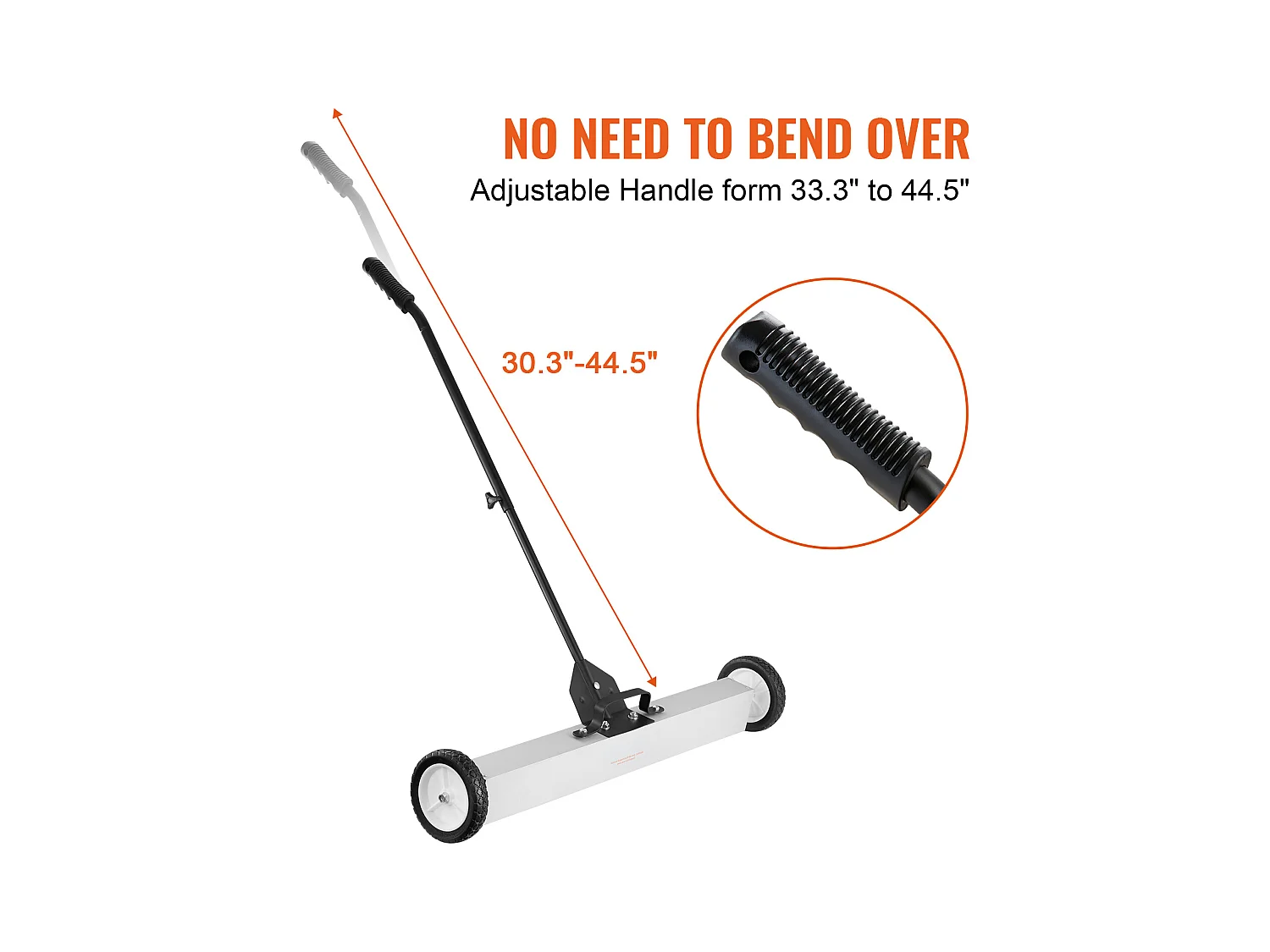 Balayeuse Magnétique, SucceBuy Balayeuse Magnétique de 91 cm avec Roues, 25 kg, pour Pelouse et Jardin