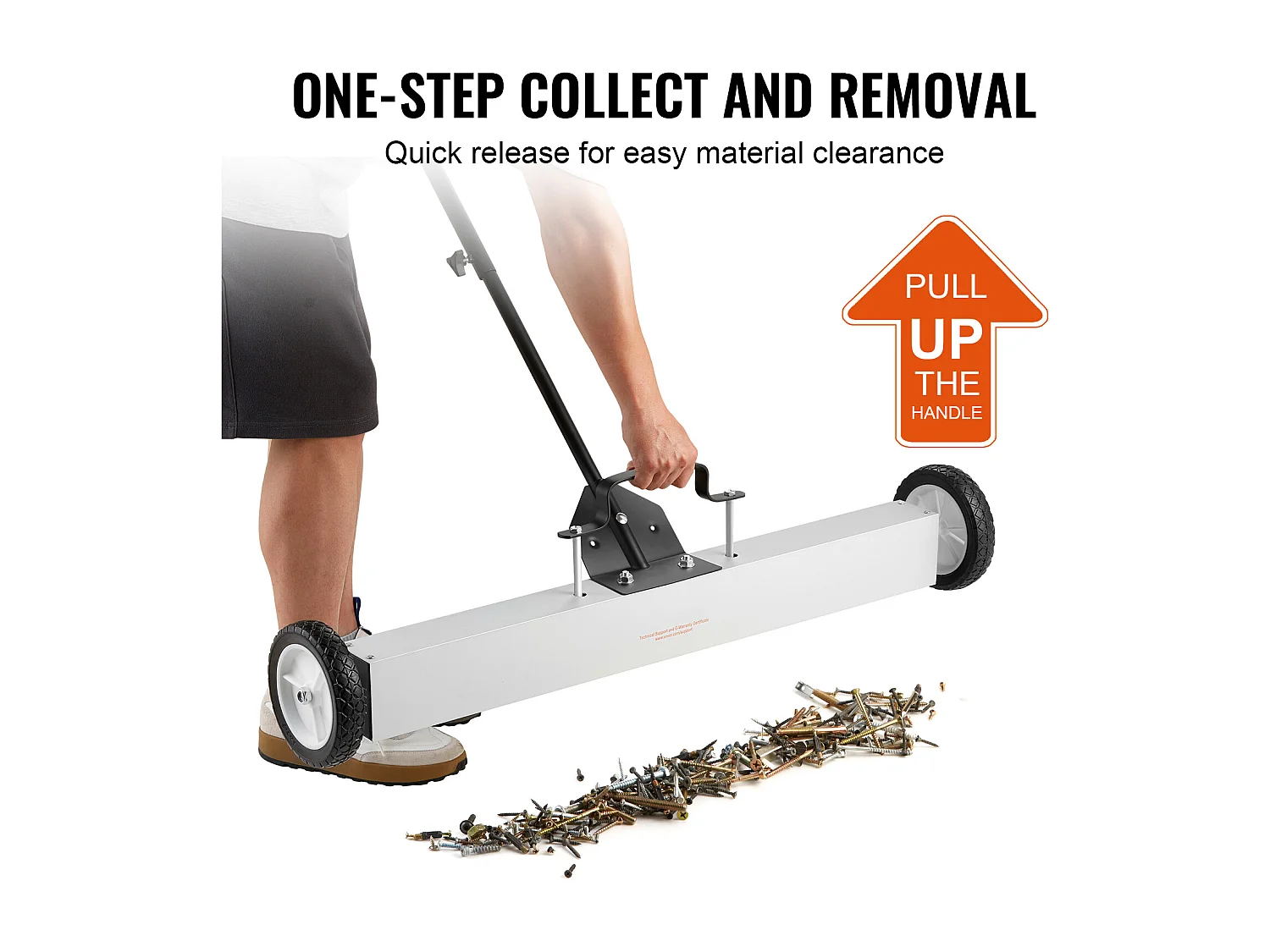 Balayeuse Magnétique, SucceBuy Balayeuse Magnétique de 91 cm avec Roues, 25 kg, pour Pelouse et Jardin