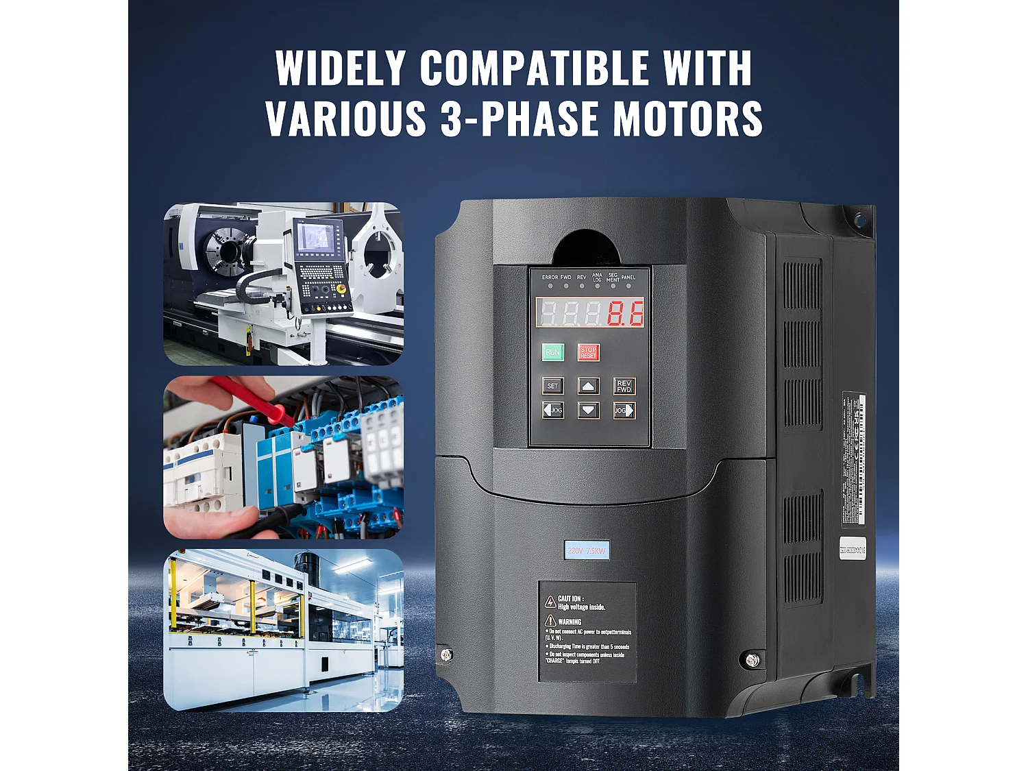 Variateur de Fréquence SucceBuy 10HP, 7,5KW, 35A 220V VFD, Entrée 1/3 Phase vers Sortie 3 Phases, 0-400Hz