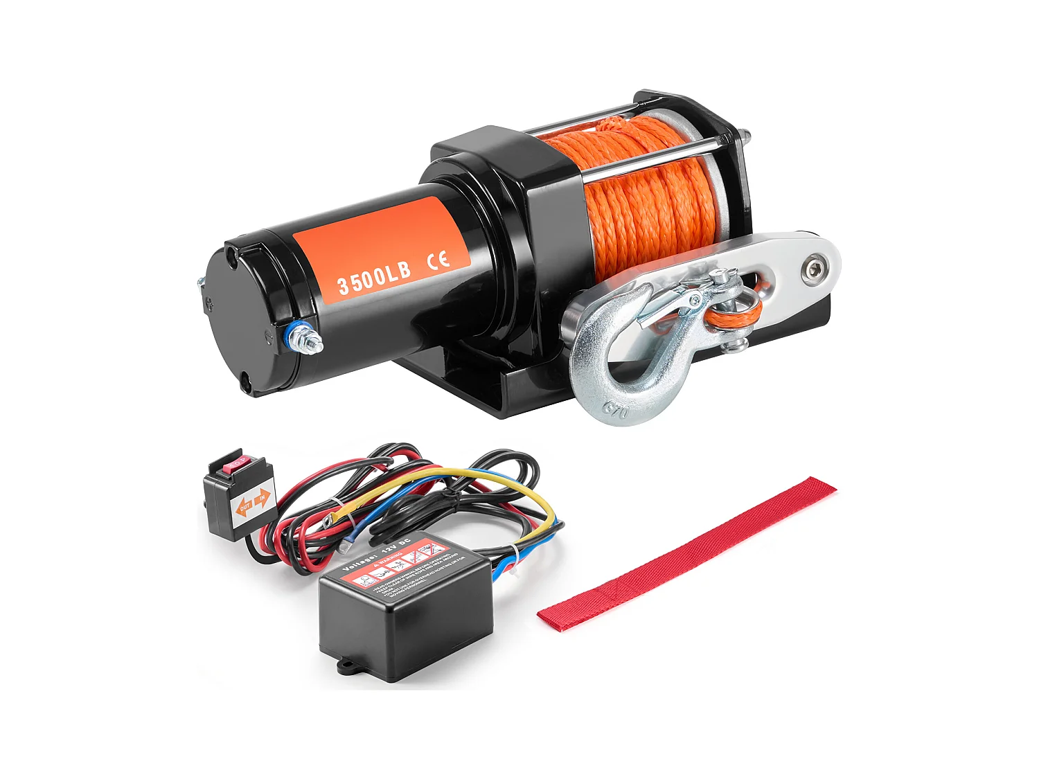 Elektrische Winde SucceBuy 1588 kg, ATV/UTV, Synthetisches Seil, Wasserdicht, Kabelgebundene Steuerung