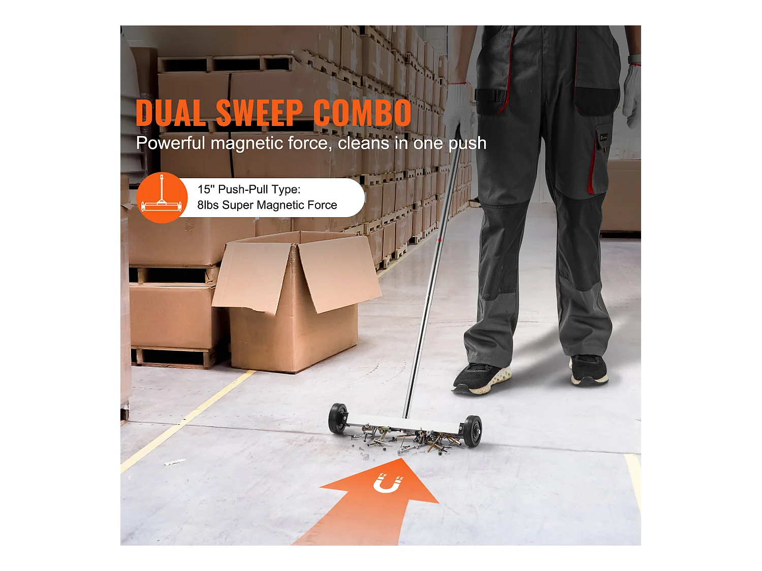 Magnetkehrmaschine, SucceBuy 38 cm Magnetkehrmaschine mit Rädern, 4 kg Kapazität, verstellbarer Griff