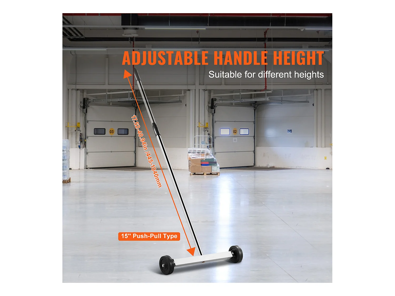 Magnetkehrmaschine, SucceBuy 38 cm Magnetkehrmaschine mit Rädern, 4 kg Kapazität, verstellbarer Griff