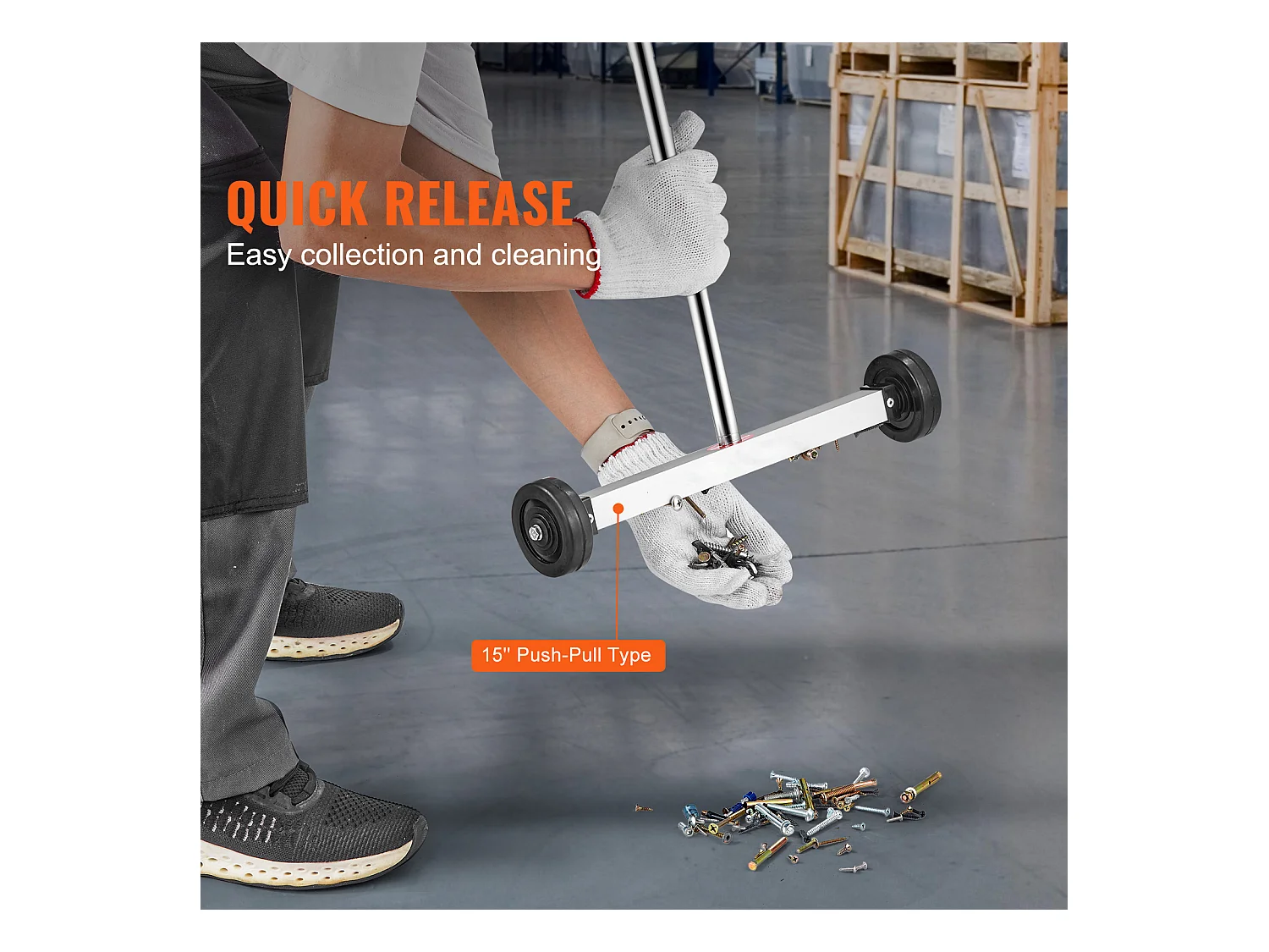 Magnetkehrmaschine, SucceBuy 38 cm Magnetkehrmaschine mit Rädern, 4 kg Kapazität, verstellbarer Griff