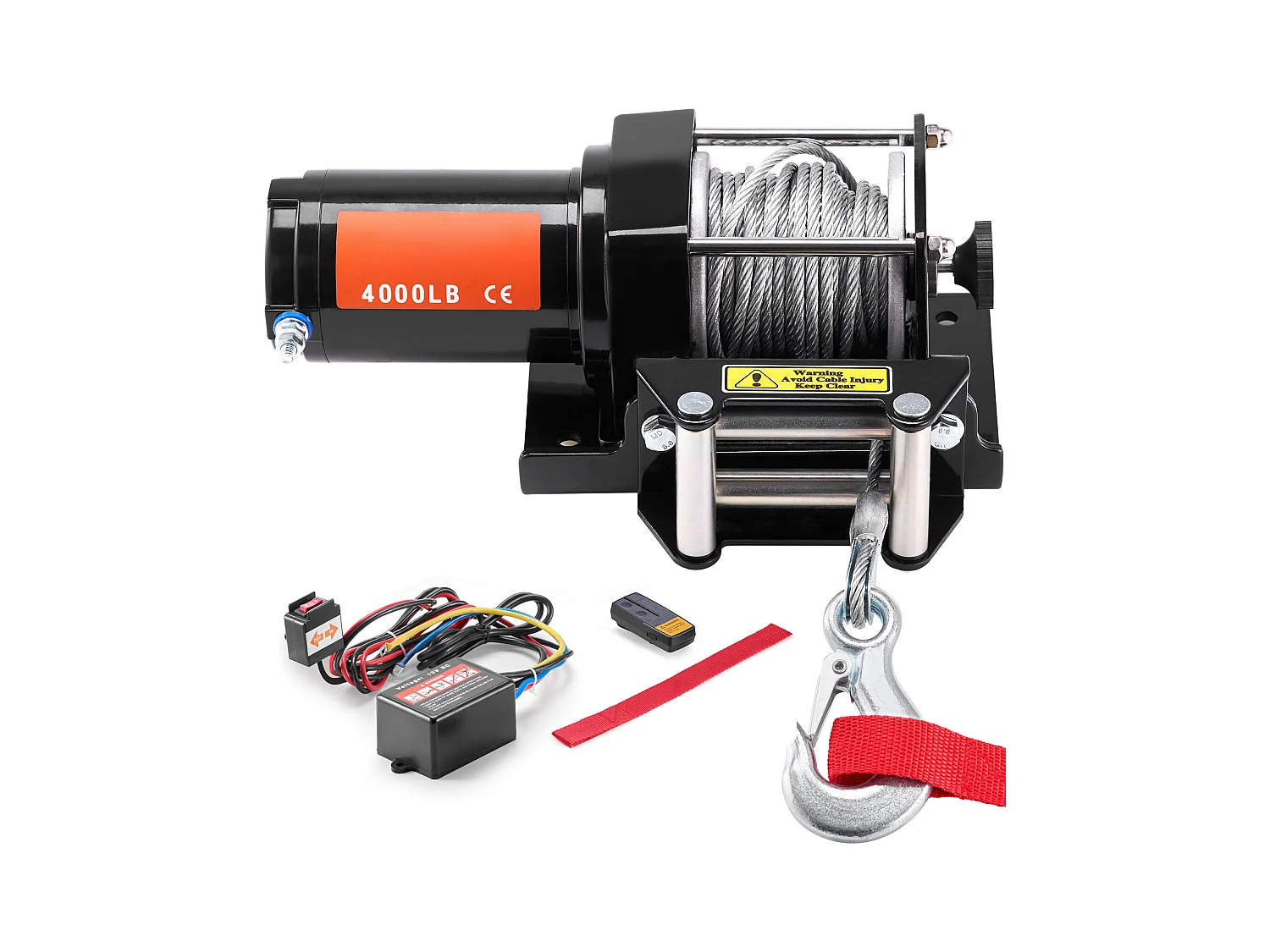 Treuil Électrique SucceBuy 1814 kg, 12 V CC, pour VTT/UTV, avec Câble en Acier à 7 Brins 0,5 x 1188,7 cm, Étanchéité IP55