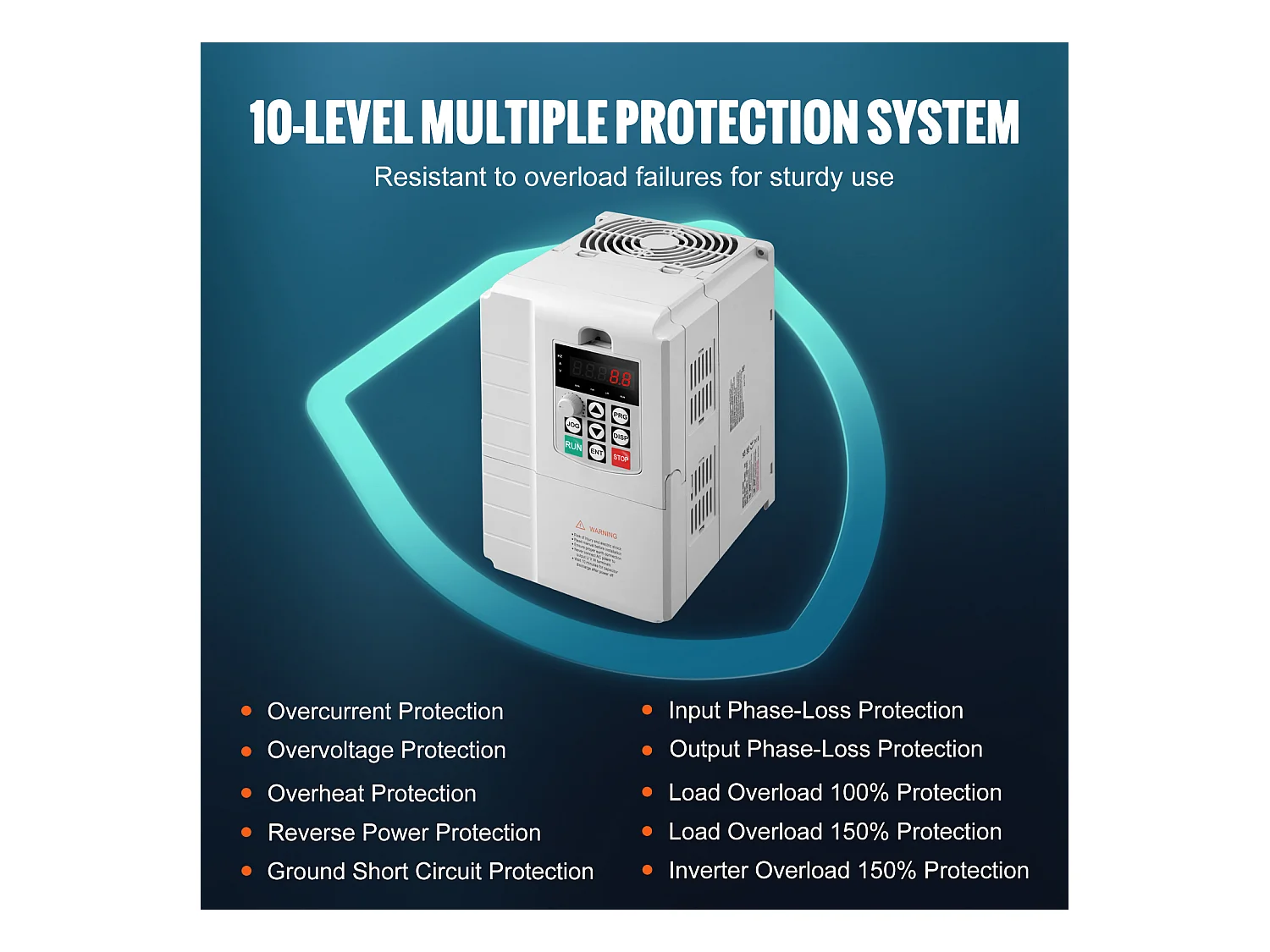 Variateur de Fréquence SucceBuy pour Contrôle de Vitesse de Moteur Triphasé VFD 7,5 kW 10 CV 34 A