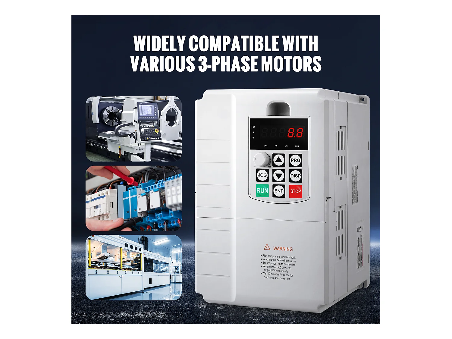 Variateur de Fréquence SucceBuy pour Contrôle de Vitesse de Moteur Triphasé VFD 7,5 kW 10 CV 34 A