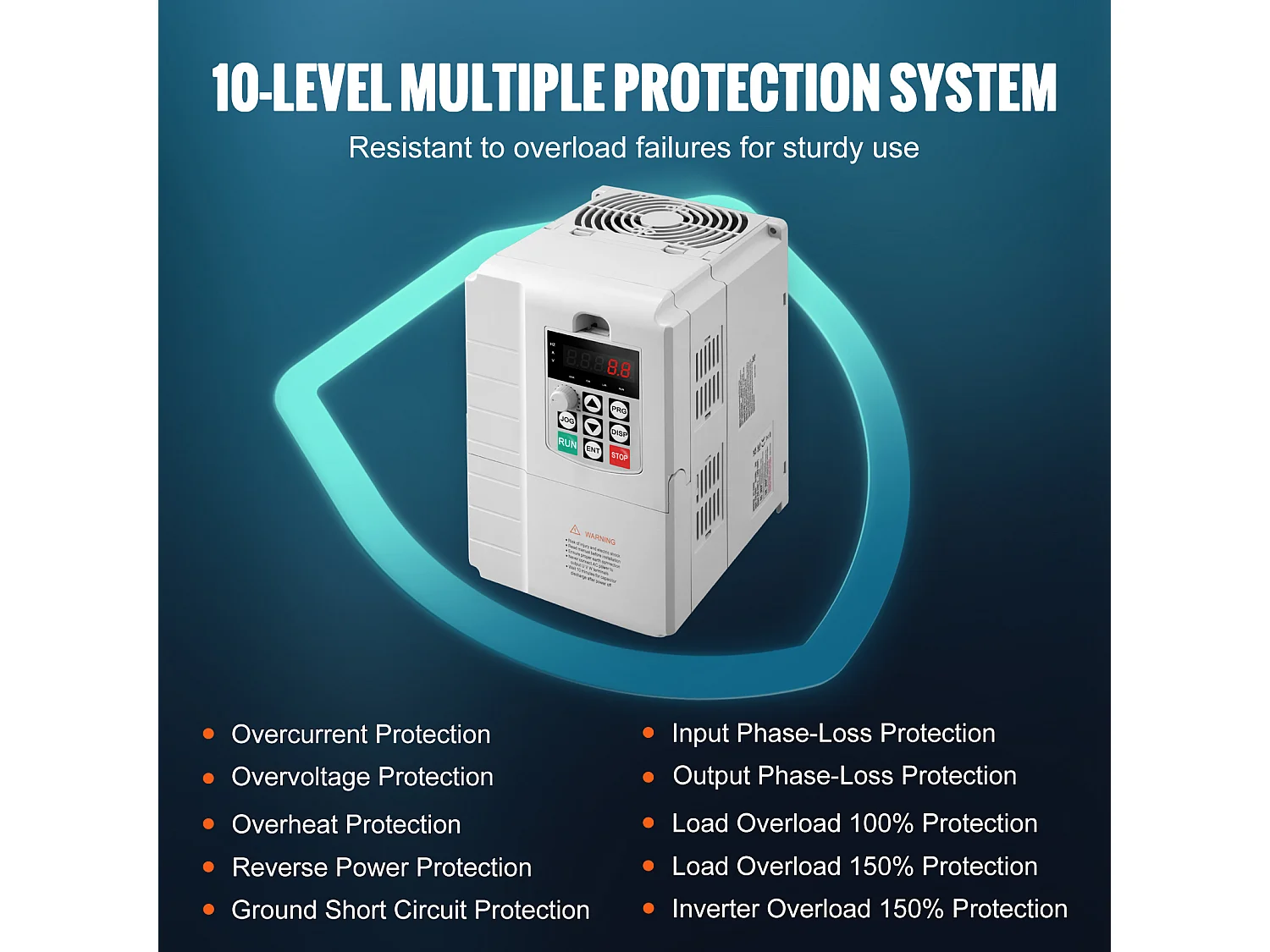 Variateur de Fréquence SucceBuy pour Contrôle de Vitesse de Moteur Triphasé VFD 7,5 kW 10 CV 34 A