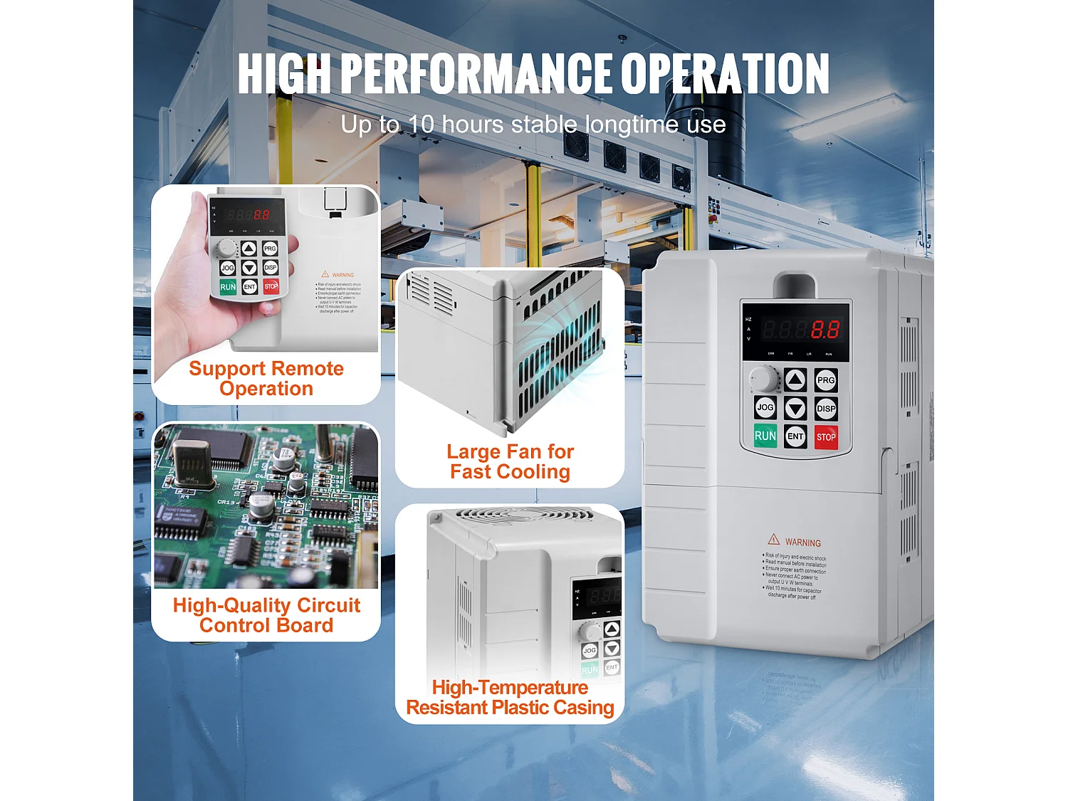 Variateur de Fréquence SucceBuy pour Contrôle de Vitesse de Moteur Triphasé VFD 7,5 kW 10 CV 34 A