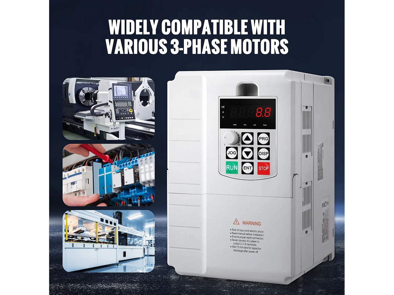 Variateur de Fréquence SucceBuy pour Contrôle de Vitesse de Moteur Triphasé VFD 7,5 kW 10 CV 34 A