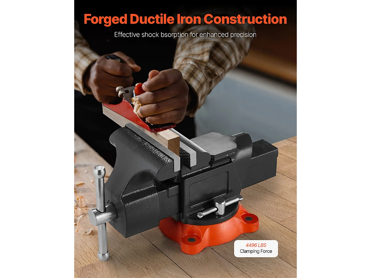 Étau d'Établi SucceBuy 12,7 cm, Étau Atelier Fonte Ductile, avec Base Pivotante Verrouillable, pour Serrage de Tuyaux Ronds