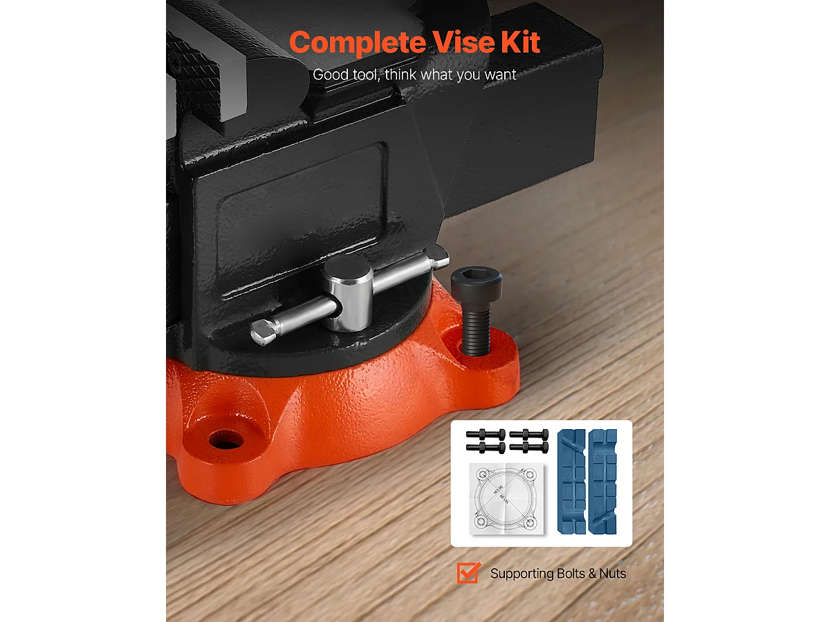 Étau d'Établi SucceBuy 12,7 cm, Étau Atelier Fonte Ductile, avec Base Pivotante Verrouillable, pour Serrage de Tuyaux Ronds