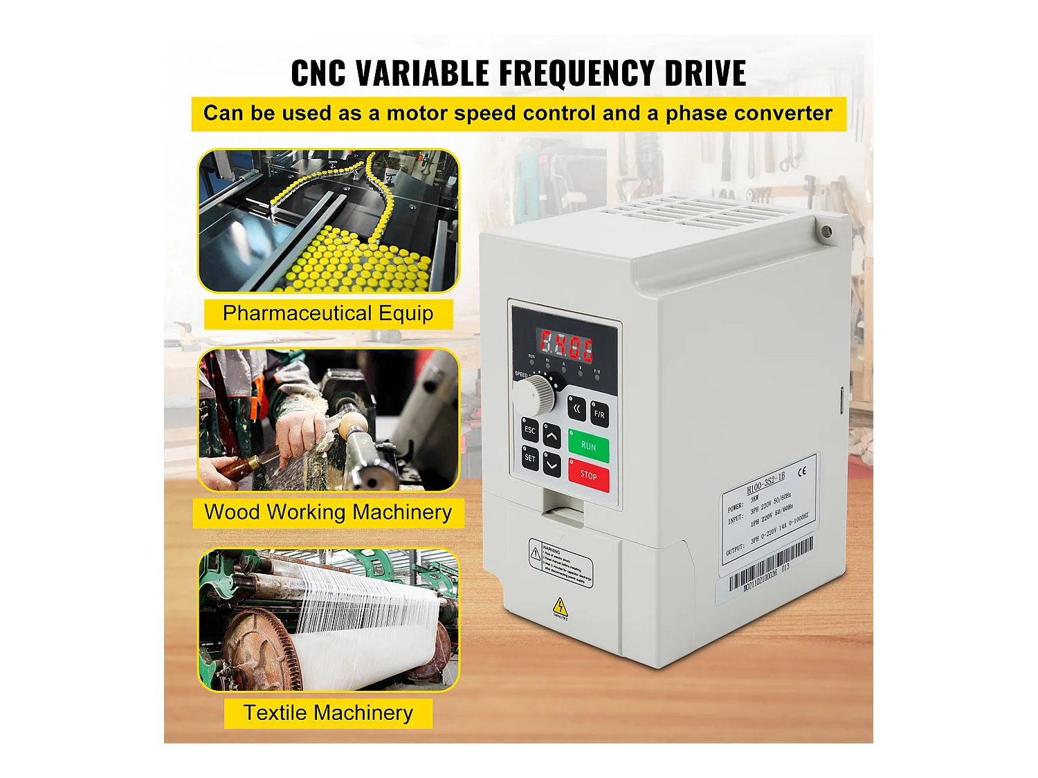 Variateur de Fréquence SucceBuy 3 kW, 4 HP Inverseur Volume d'Air Élevé, Régulateur pour Moteur Machine Contrôle de Vitesse