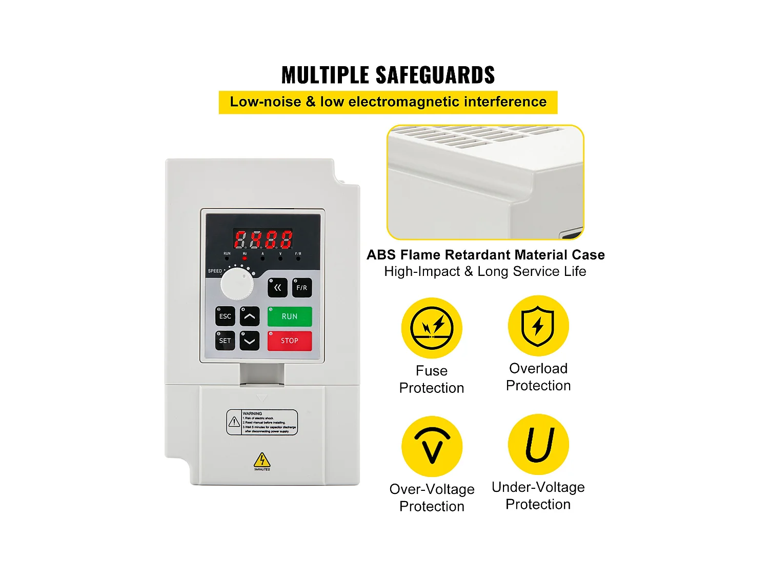 Variateur de Fréquence SucceBuy 3 kW, 4 HP Inverseur Volume d'Air Élevé, Régulateur pour Moteur Machine Contrôle de Vitesse