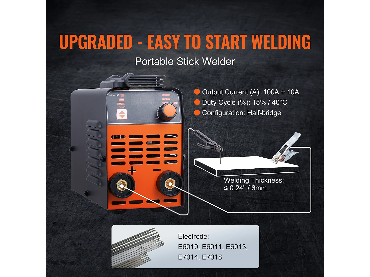 Soudeuse SucceBuy 220V 100A Arc Stick Soudeuse Machine Hot Start Stick/Lift TIG 2 en 1 Soudeuse