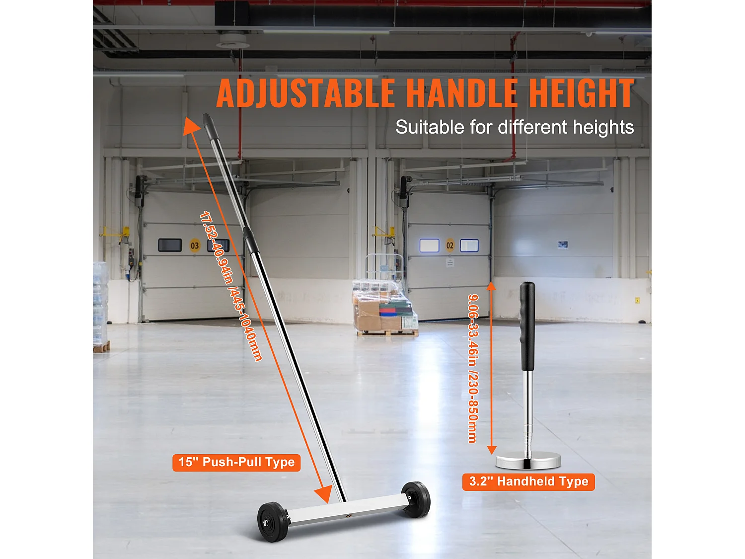 Balayeuse Magnétique, SucceBuy Balai Magnétique de 38 cm avec Roues, Outil de Ramassage Télescopique