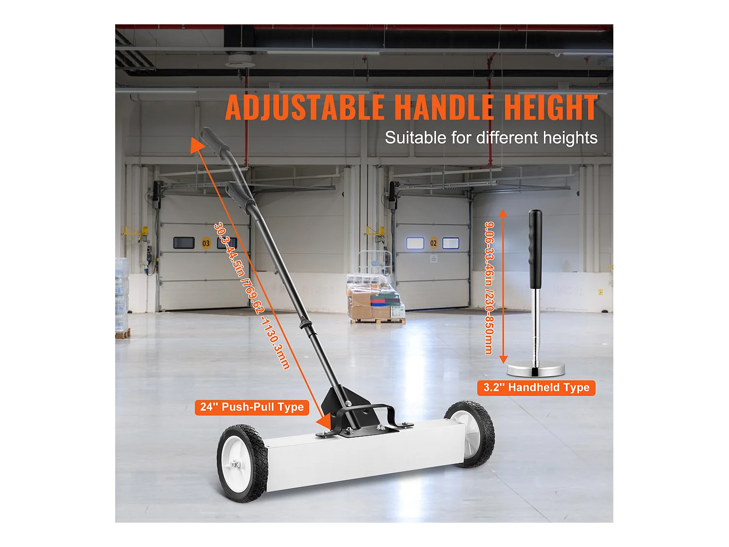 Balayeuse Magnétique, SucceBuy Balai Magnétique de 61 cm avec Roues, Outil de Ramassage Télescopique